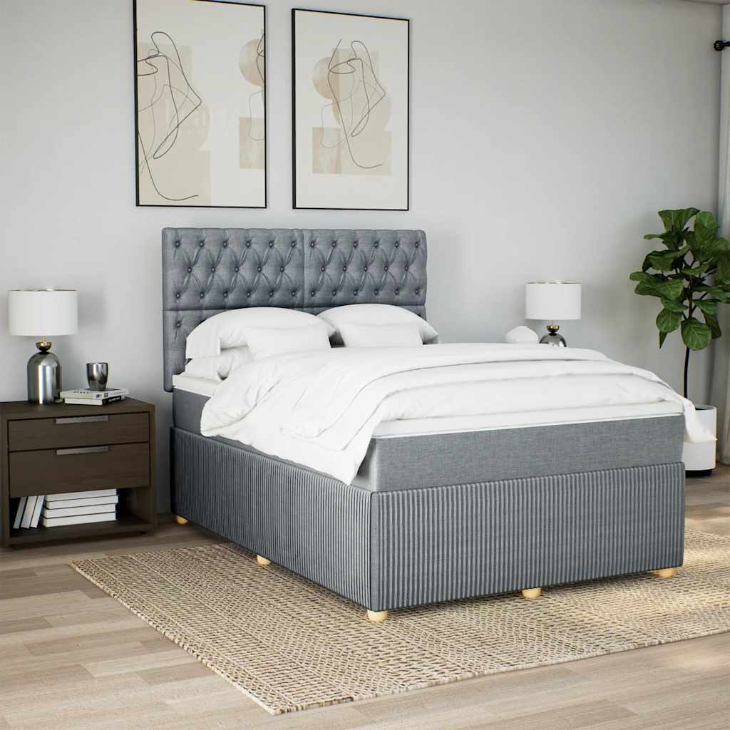Boxspring met matras stof lichtgrijs 140x190 cm is nu te koop bij PeponiXL, paradijselijk wonen!