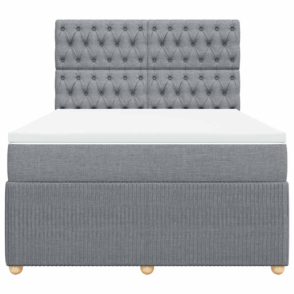 Boxspring met matras stof lichtgrijs 140x190 cm is nu te koop bij PeponiXL, paradijselijk wonen!
