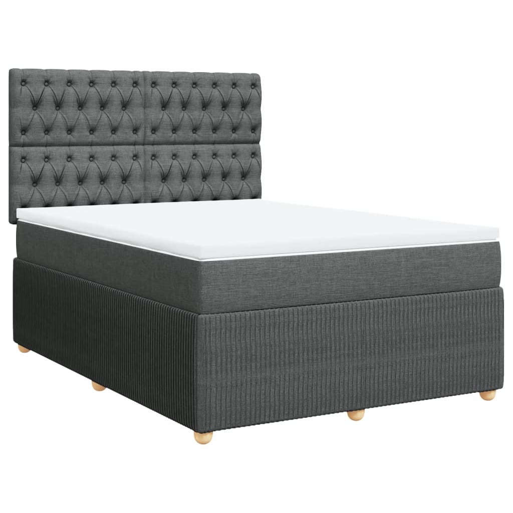 Boxspring met matras stof donkergrijs 140x190 cm is nu te koop bij PeponiXL, paradijselijk wonen!