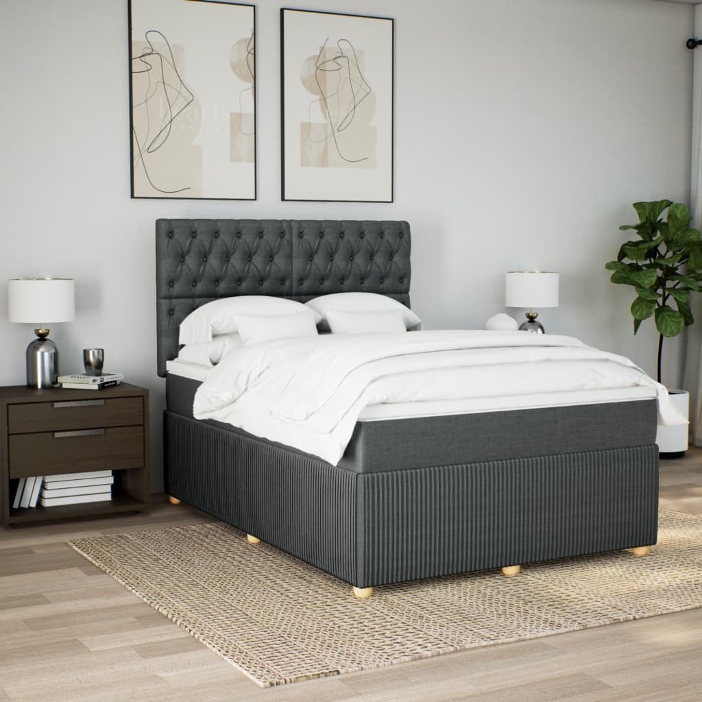 Boxspring met matras stof donkergrijs 140x190 cm is nu te koop bij PeponiXL, paradijselijk wonen!