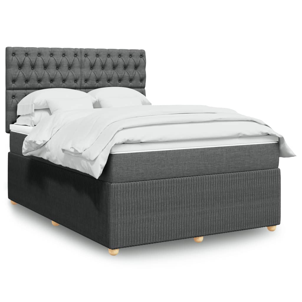 Boxspring met matras stof donkergrijs 140x190 cm is nu te koop bij PeponiXL, paradijselijk wonen!