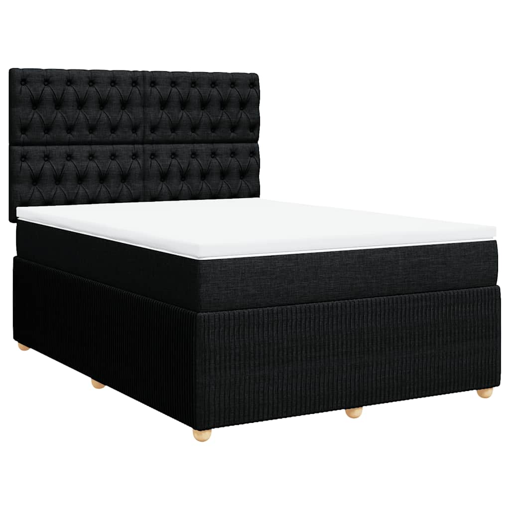 Boxspring met matras stof zwart 140x190 cm is nu te koop bij PeponiXL, paradijselijk wonen!