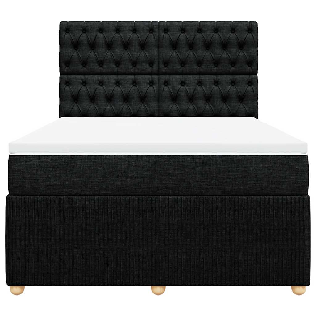 Boxspring met matras stof zwart 140x190 cm is nu te koop bij PeponiXL, paradijselijk wonen!