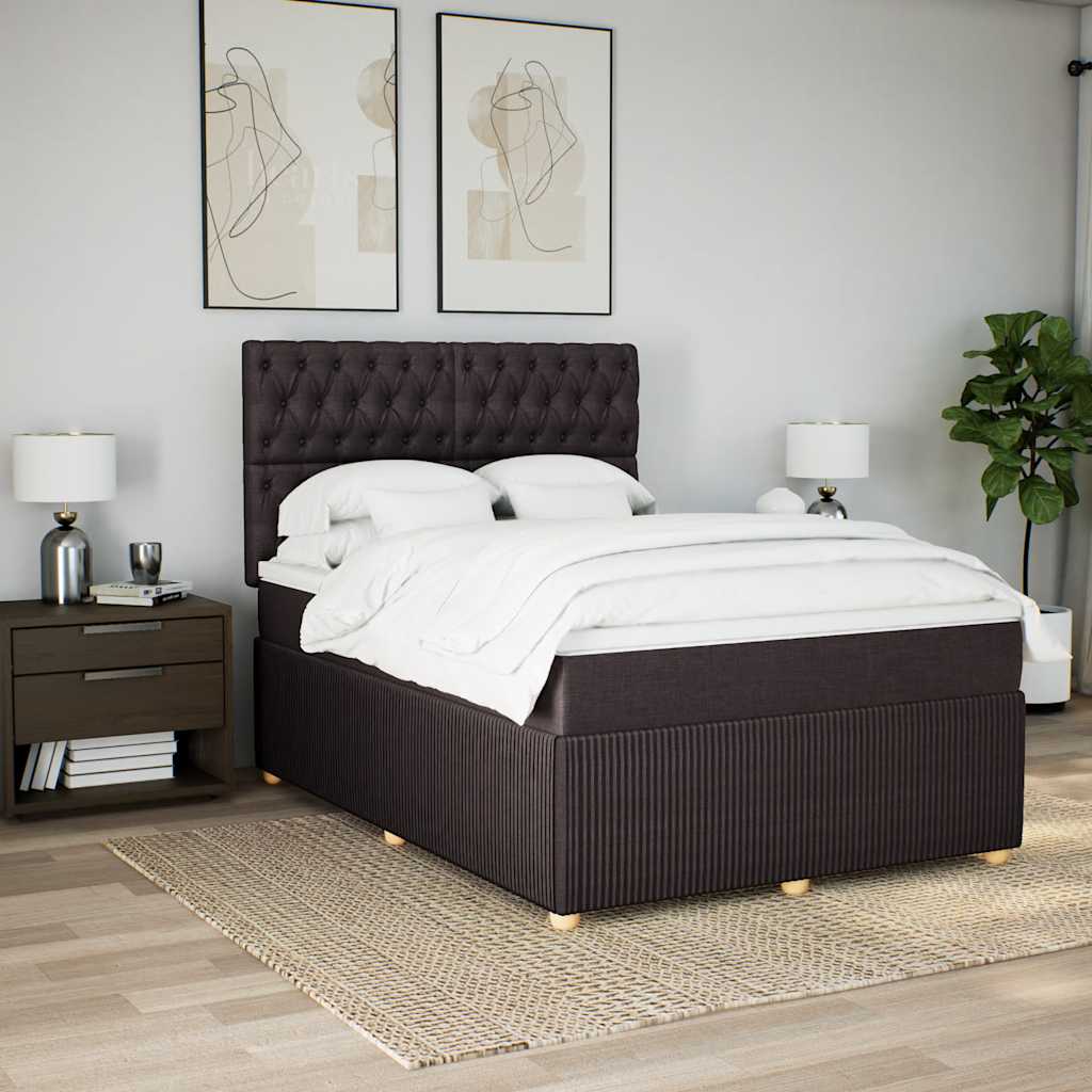 Boxspring met matras stof donkerbruin 140x190 cm is nu te koop bij PeponiXL, paradijselijk wonen!