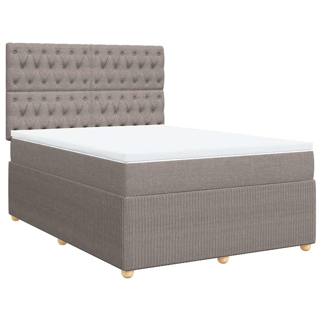 Boxspring met matras stof taupe 140x190 cm is nu te koop bij PeponiXL, paradijselijk wonen!