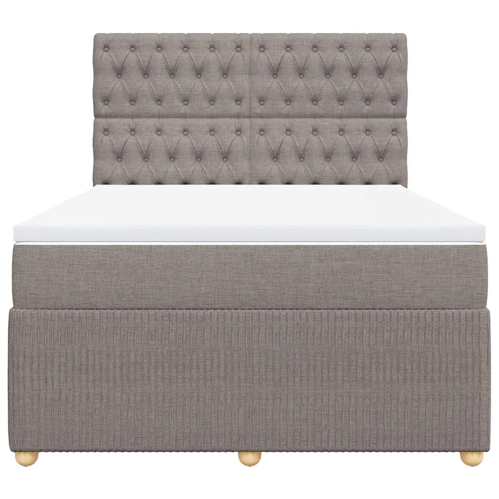Boxspring met matras stof taupe 140x190 cm is nu te koop bij PeponiXL, paradijselijk wonen!