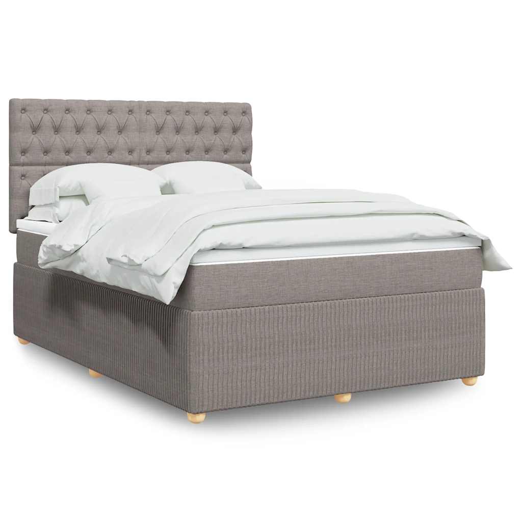 Boxspring met matras stof taupe 140x190 cm is nu te koop bij PeponiXL, paradijselijk wonen!