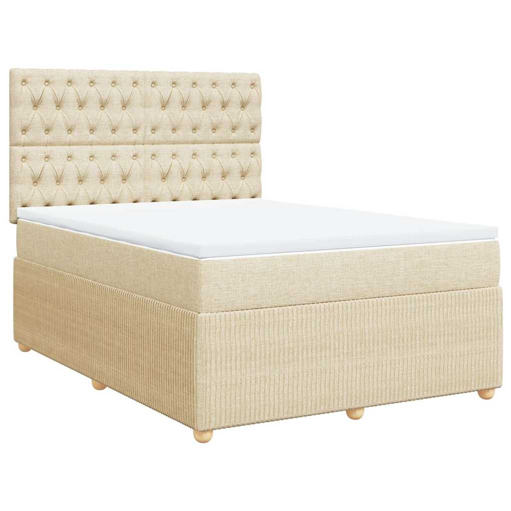 Boxspring met matras stof crèmekleurig 140x190 cm is nu te koop bij PeponiXL, paradijselijk wonen!