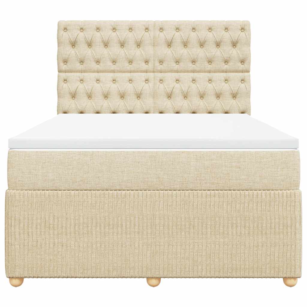 Boxspring met matras stof crèmekleurig 140x190 cm is nu te koop bij PeponiXL, paradijselijk wonen!