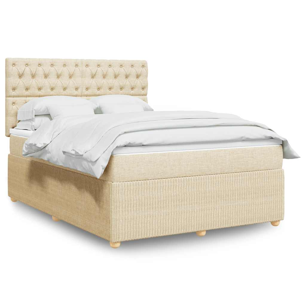 Boxspring met matras stof crèmekleurig 140x190 cm is nu te koop bij PeponiXL, paradijselijk wonen!