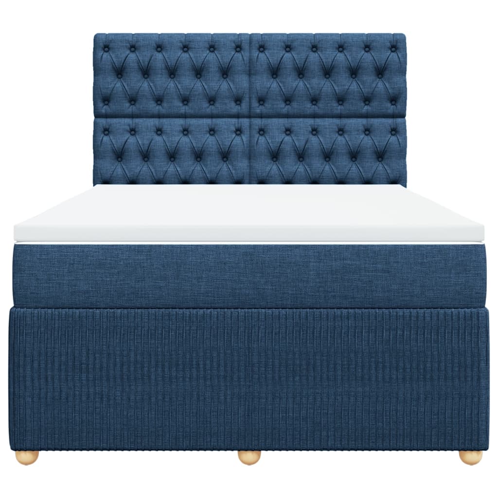 Boxspring met matras stof blauw 140x190 cm is nu te koop bij PeponiXL, paradijselijk wonen!