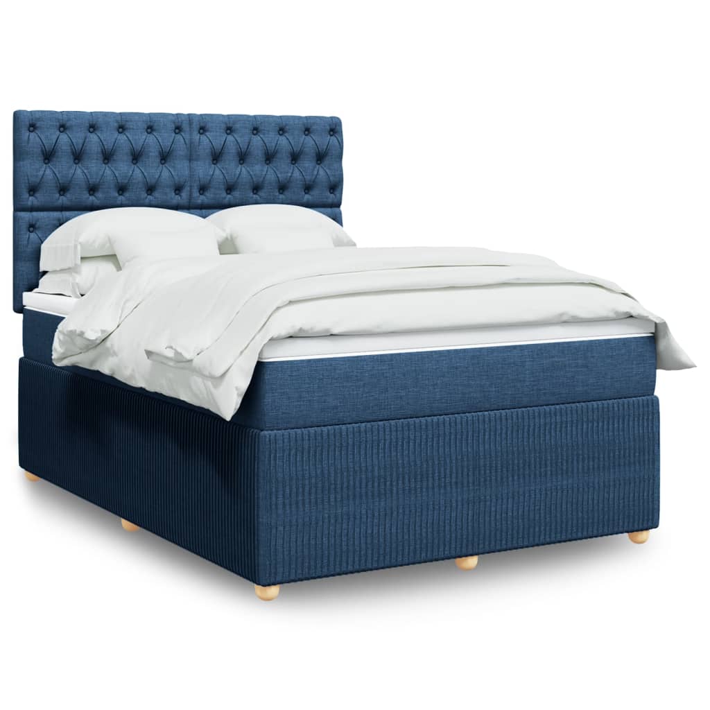 Boxspring met matras stof blauw 140x190 cm is nu te koop bij PeponiXL, paradijselijk wonen!