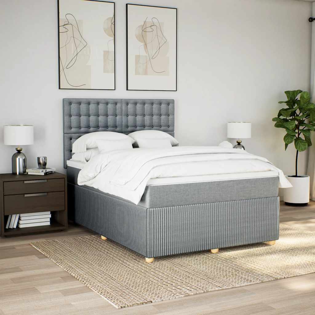 Boxspring met matras stof lichtgrijs 140x190 cm is nu te koop bij PeponiXL, paradijselijk wonen!