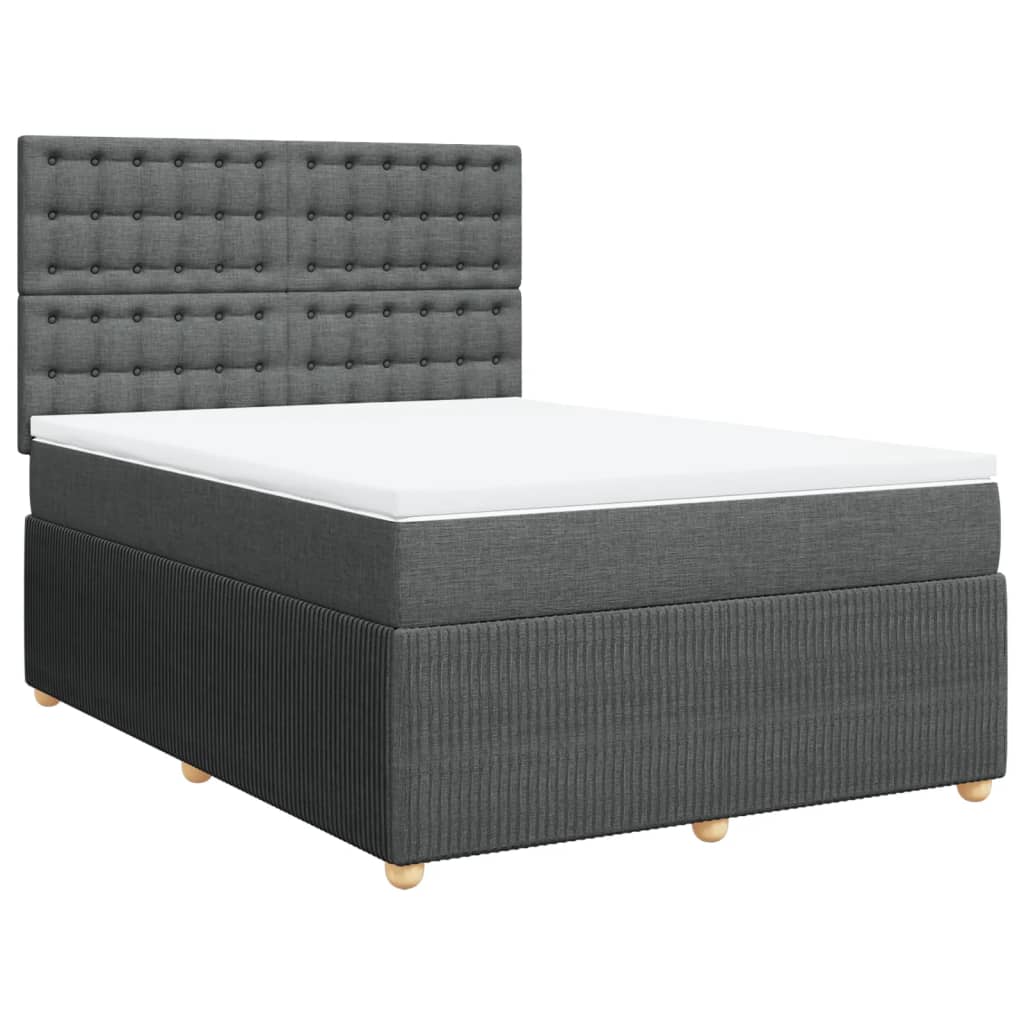 Boxspring met matras stof donkergrijs 140x190 cm is nu te koop bij PeponiXL, paradijselijk wonen!