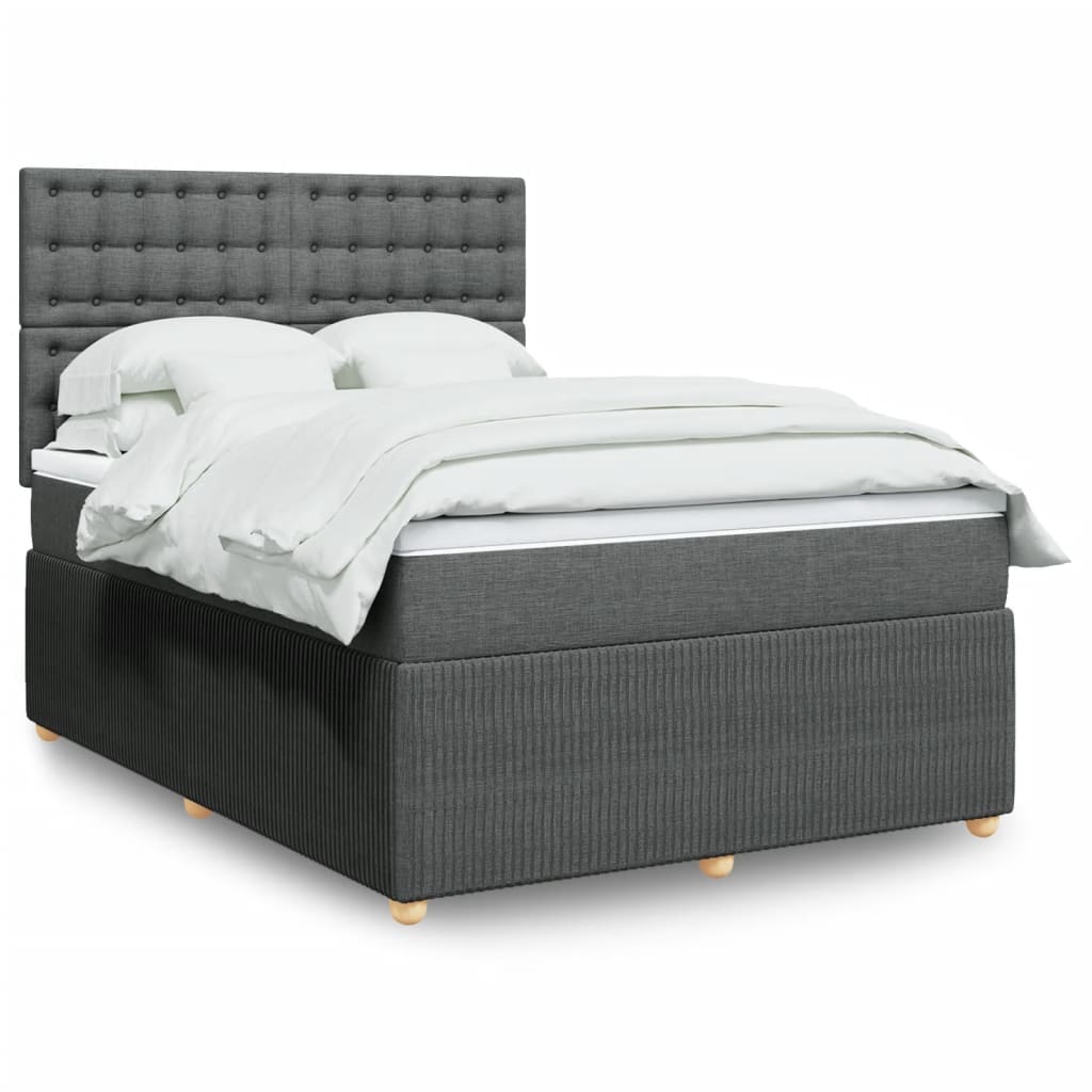 Boxspring met matras stof donkergrijs 140x190 cm is nu te koop bij PeponiXL, paradijselijk wonen!