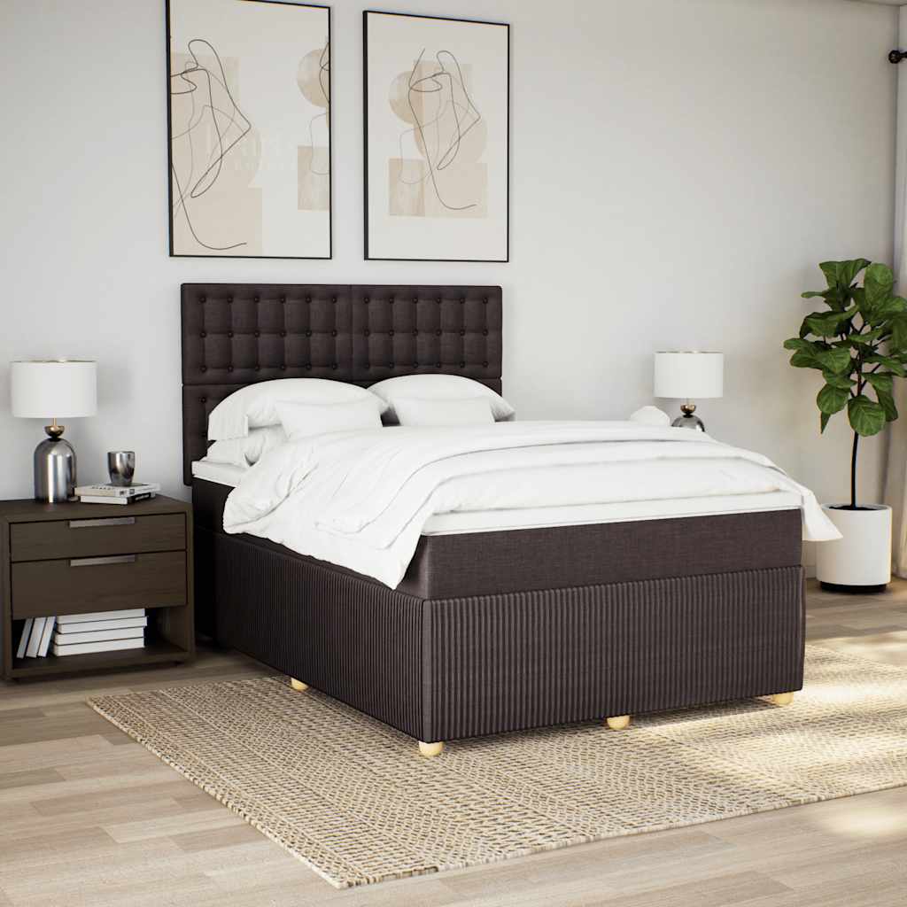 Boxspring met matras stof donkerbruin 140x190 cm is nu te koop bij PeponiXL, paradijselijk wonen!