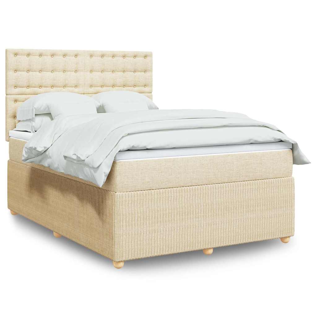 Boxspring met matras stof crèmekleurig 140x190 cm is nu te koop bij PeponiXL, paradijselijk wonen!