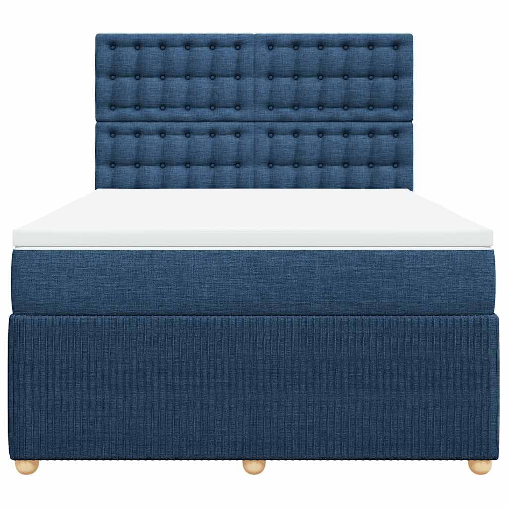 Boxspring met matras stof blauw 140x190 cm is nu te koop bij PeponiXL, paradijselijk wonen!