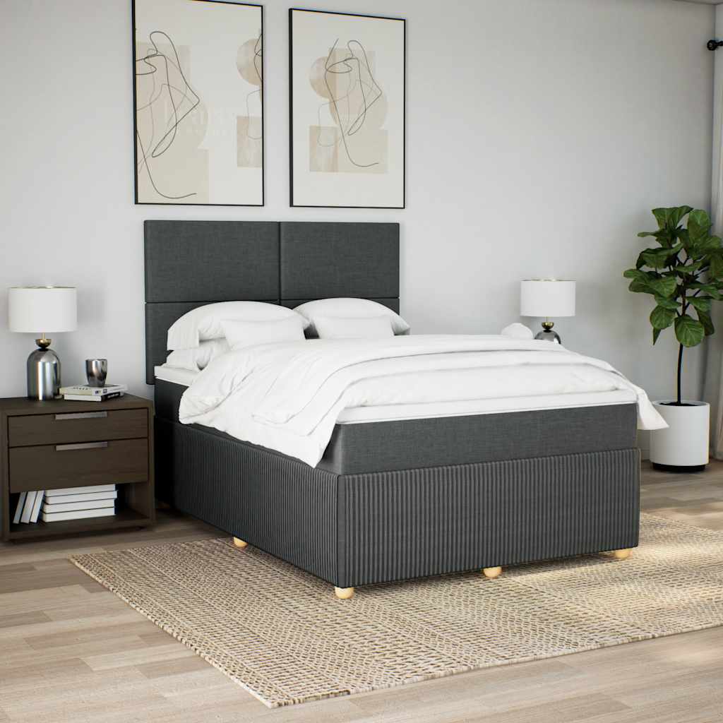 Boxspring met matras stof donkergrijs 140x200 cm is nu te koop bij PeponiXL, paradijselijk wonen!