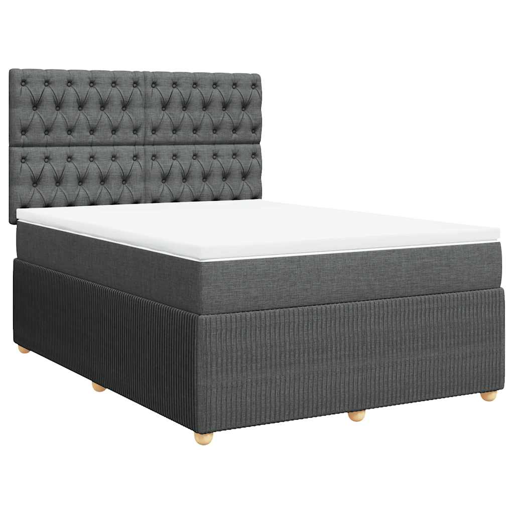Boxspring met matras stof donkergrijs 140x200 cm is nu te koop bij PeponiXL, paradijselijk wonen!