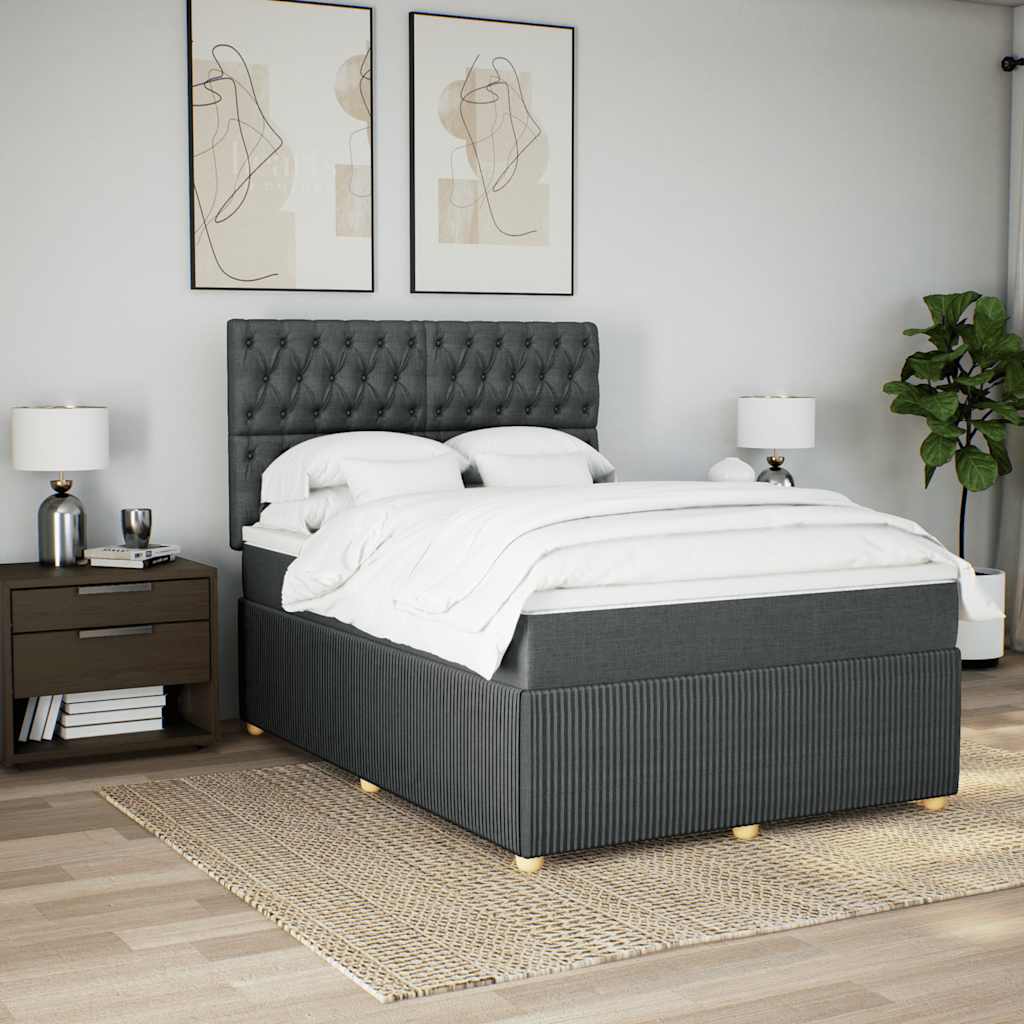 Boxspring met matras stof donkergrijs 140x200 cm is nu te koop bij PeponiXL, paradijselijk wonen!
