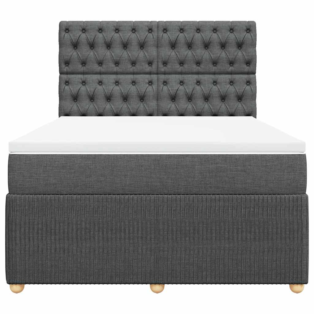 Boxspring met matras stof donkergrijs 140x200 cm is nu te koop bij PeponiXL, paradijselijk wonen!