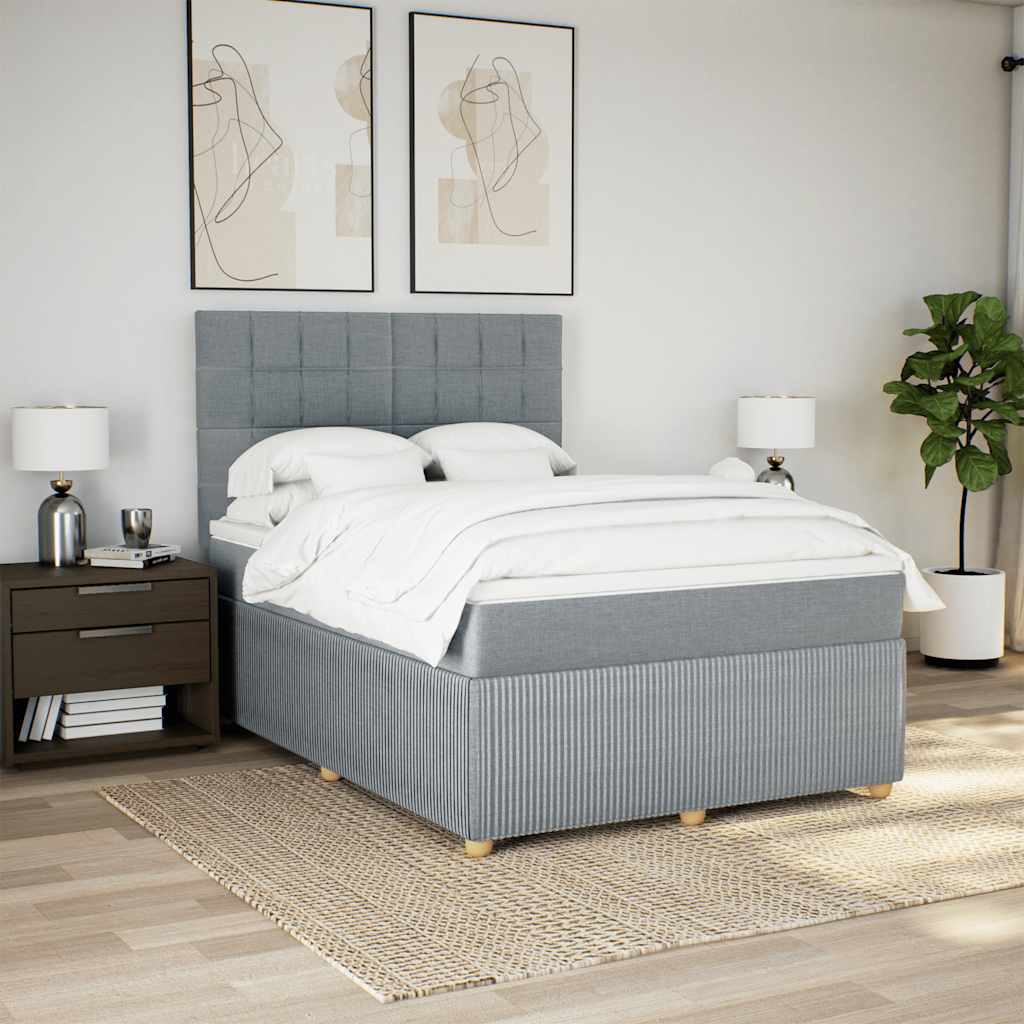 Boxspring met matras stof lichtgrijs 160x200 cm is nu te koop bij PeponiXL, paradijselijk wonen!
