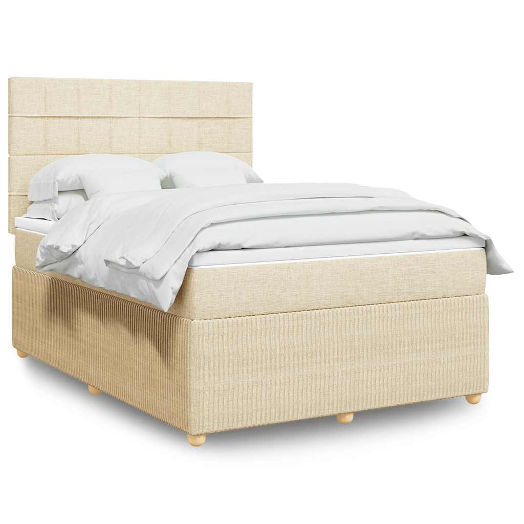 Boxspring met matras stof crèmekleurig 160x200 cm is nu te koop bij PeponiXL, paradijselijk wonen!
