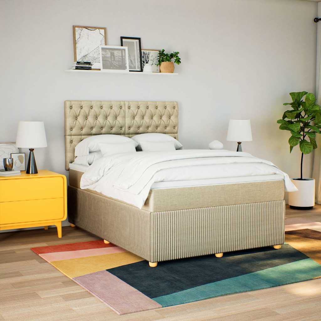 Boxspring met matras stof crèmekleurig 160x200 cm is nu te koop bij PeponiXL, paradijselijk wonen!