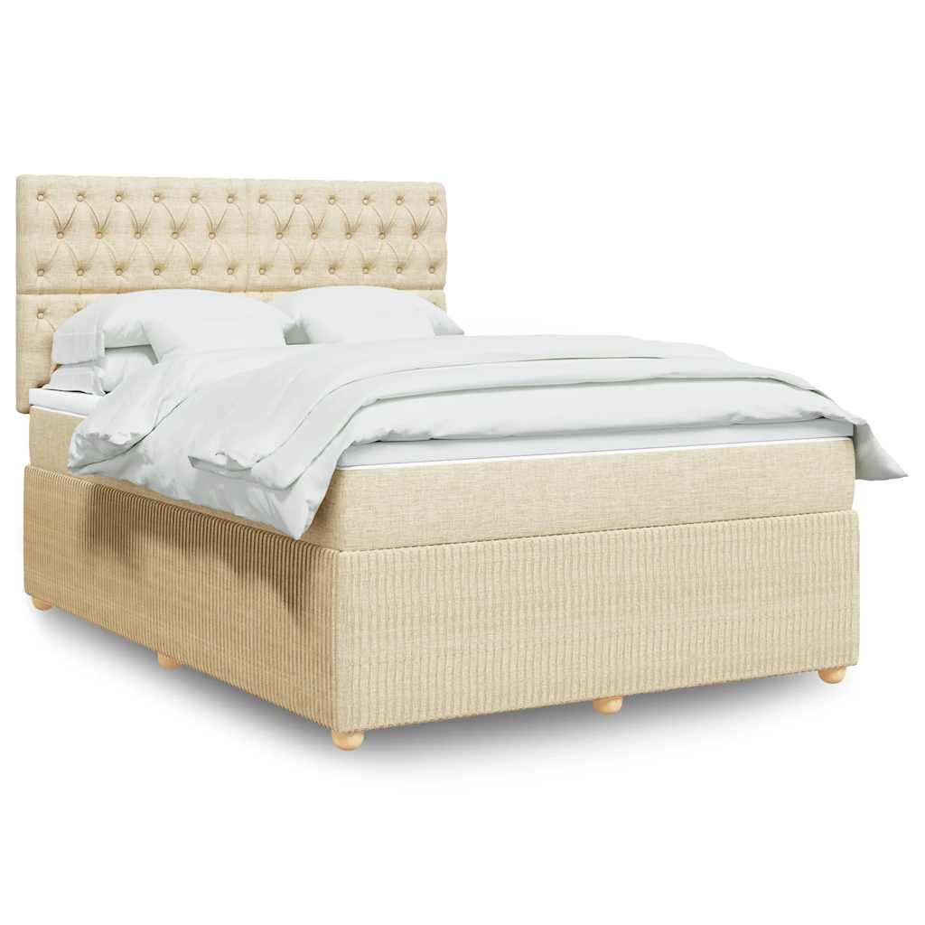 Boxspring met matras stof crèmekleurig 160x200 cm is nu te koop bij PeponiXL, paradijselijk wonen!