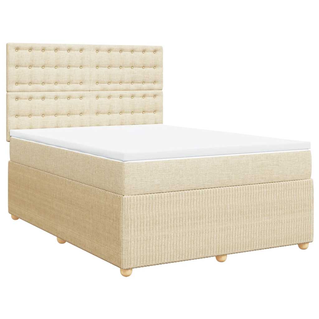 Boxspring met matras stof crèmekleurig 160x200 cm is nu te koop bij PeponiXL, paradijselijk wonen!