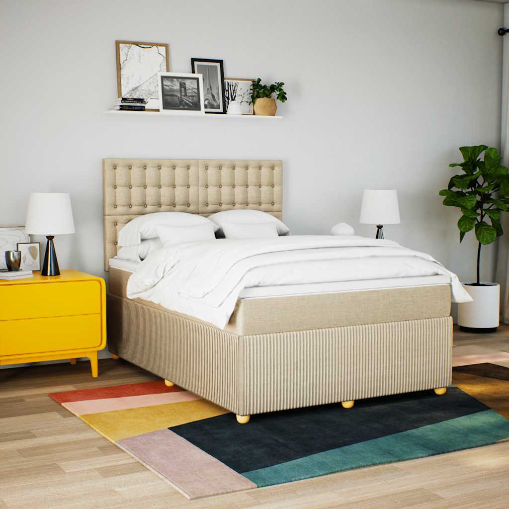 Boxspring met matras stof crèmekleurig 160x200 cm is nu te koop bij PeponiXL, paradijselijk wonen!