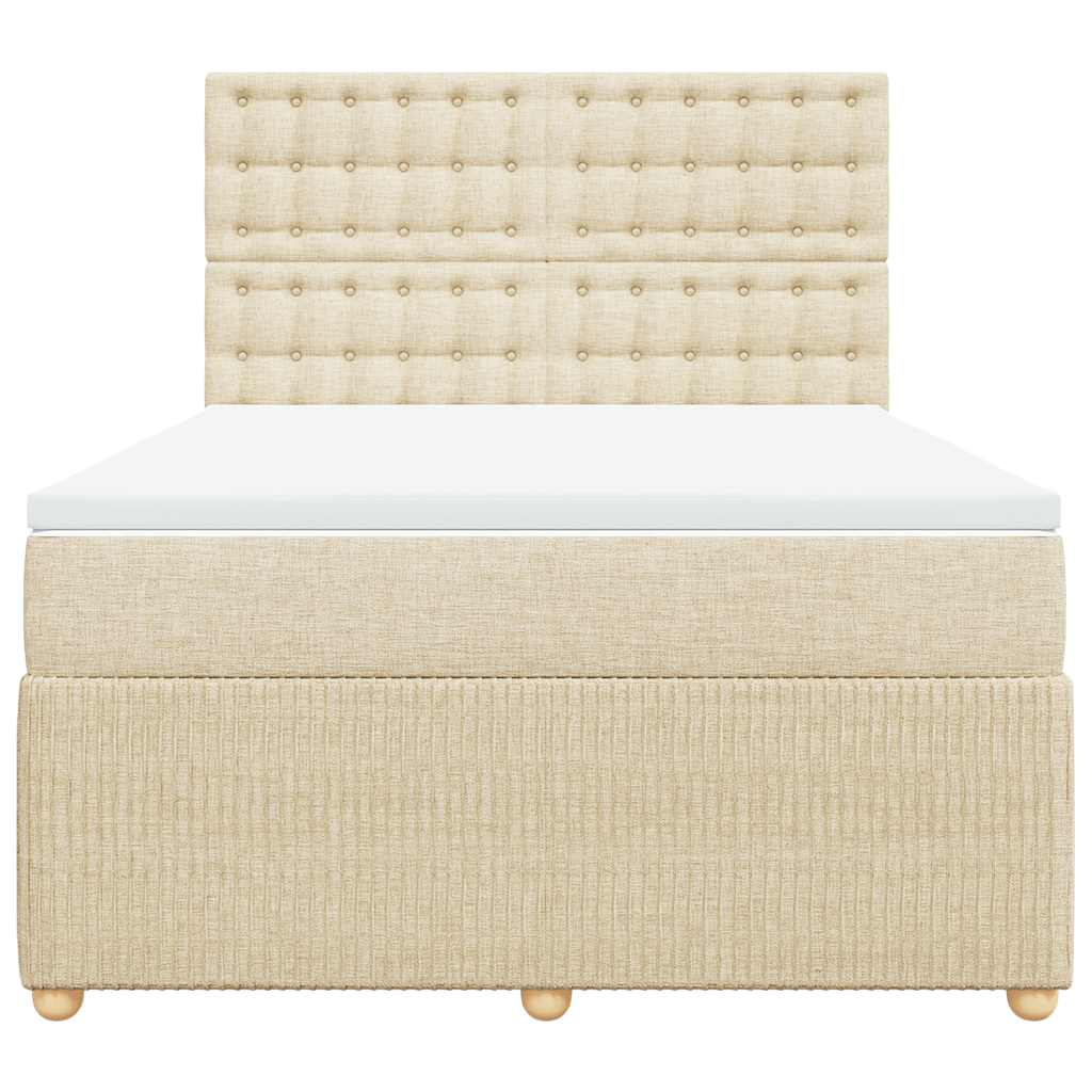 Boxspring met matras stof crèmekleurig 160x200 cm is nu te koop bij PeponiXL, paradijselijk wonen!