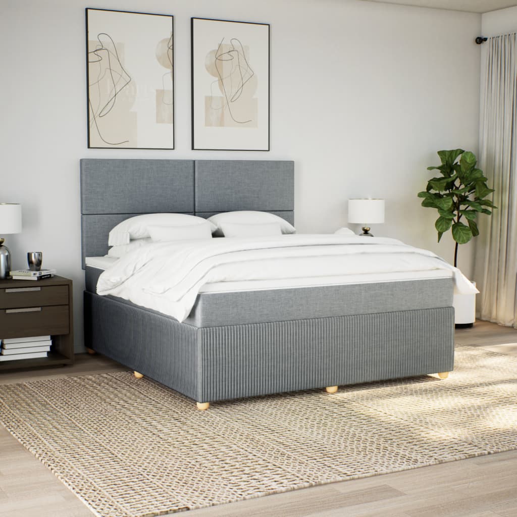 Boxspring met matras stof lichtgrijs 180x200 cm is nu te koop bij PeponiXL, paradijselijk wonen!