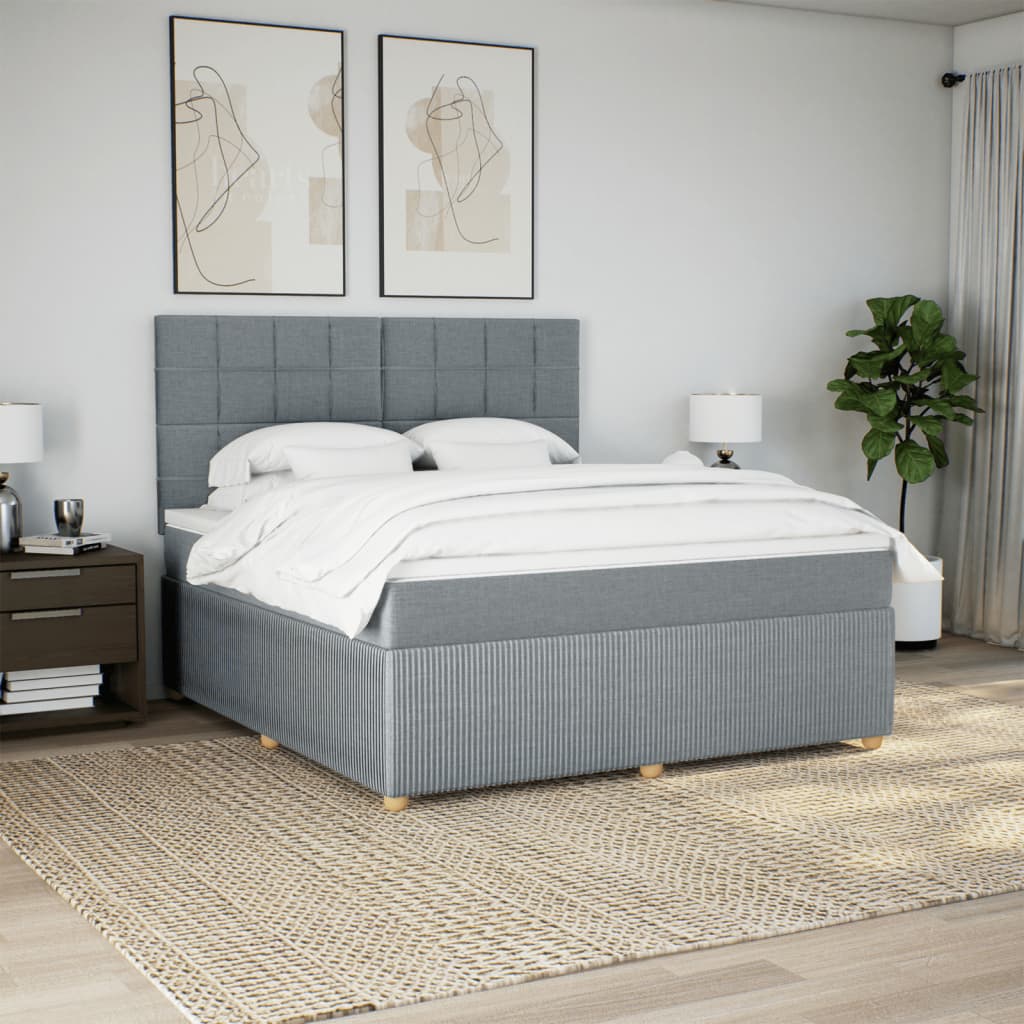 Boxspring met matras stof lichtgrijs 180x200 cm is nu te koop bij PeponiXL, paradijselijk wonen!