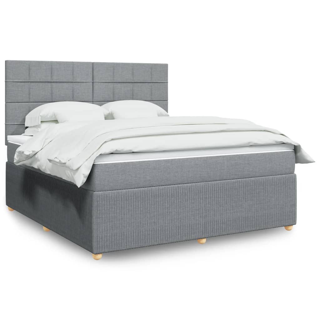 Boxspring met matras stof lichtgrijs 180x200 cm is nu te koop bij PeponiXL, paradijselijk wonen!