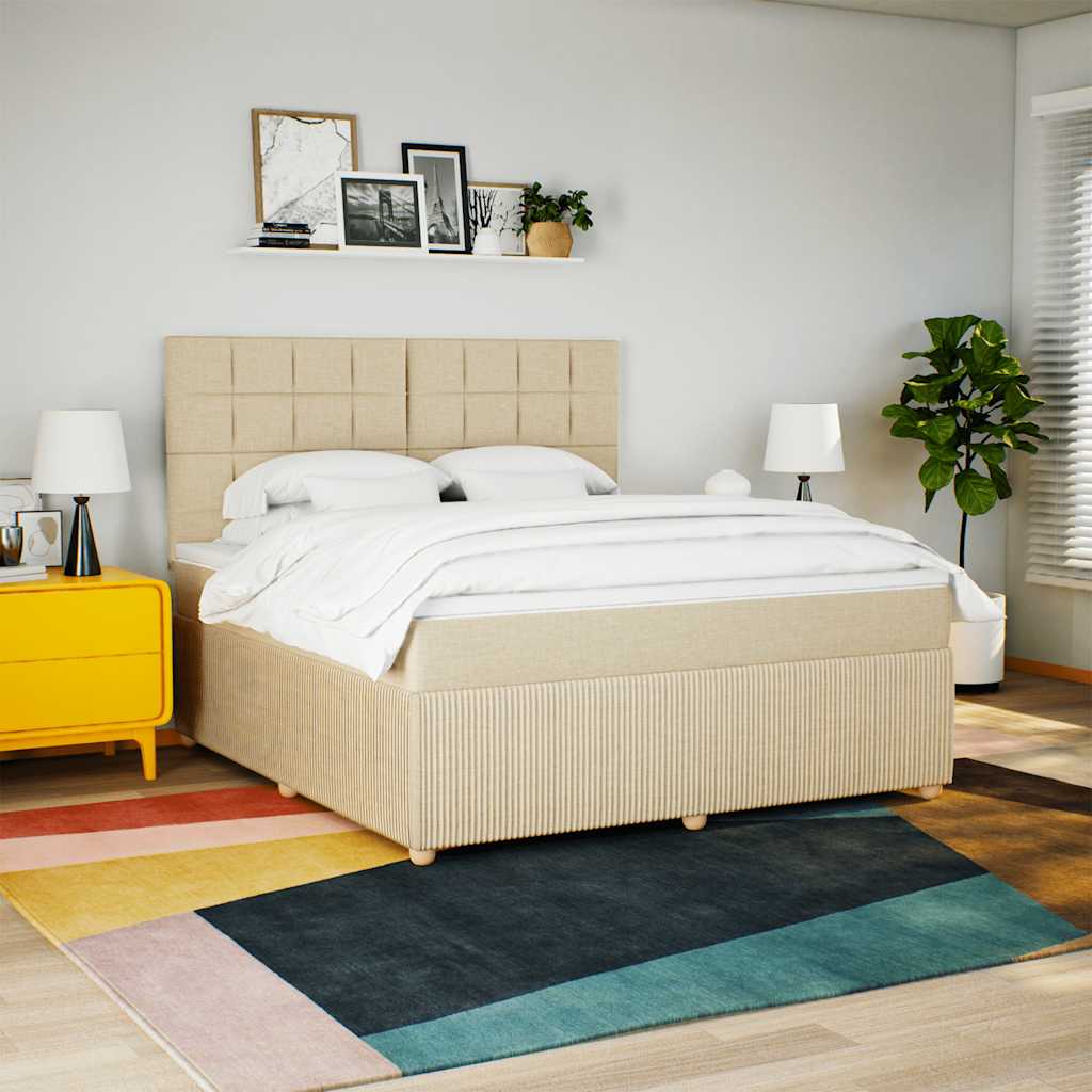 Boxspring met matras stof crèmekleurig 180x200 cm is nu te koop bij PeponiXL, paradijselijk wonen!