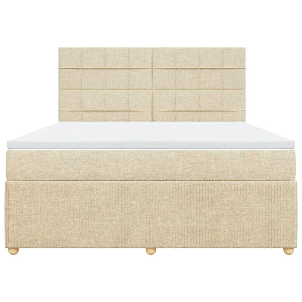 Boxspring met matras stof crèmekleurig 180x200 cm is nu te koop bij PeponiXL, paradijselijk wonen!