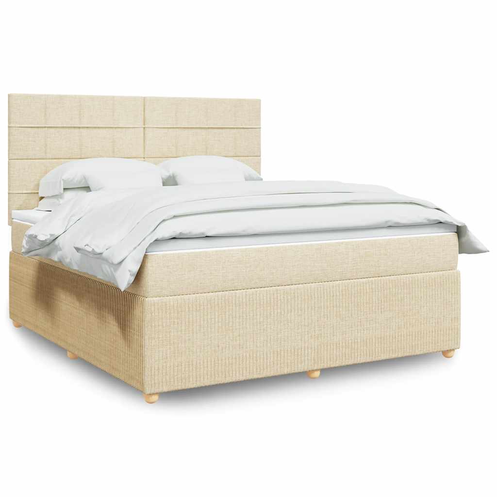 Boxspring met matras stof crèmekleurig 180x200 cm is nu te koop bij PeponiXL, paradijselijk wonen!