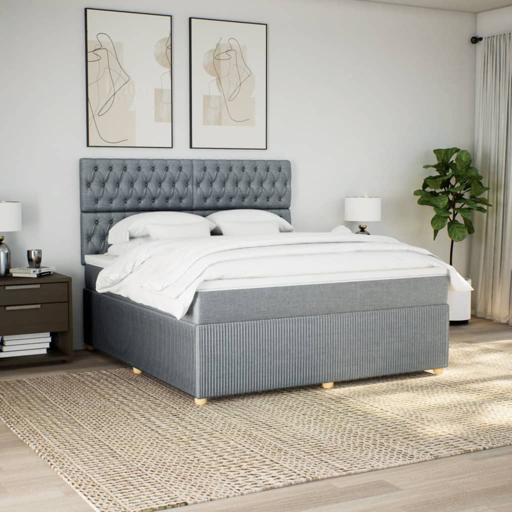 Boxspring met matras stof lichtgrijs 180x200 cm is nu te koop bij PeponiXL, paradijselijk wonen!