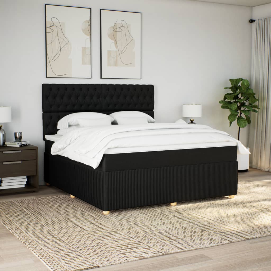 Boxspring met matras stof zwart 180x200 cm is nu te koop bij PeponiXL, paradijselijk wonen!