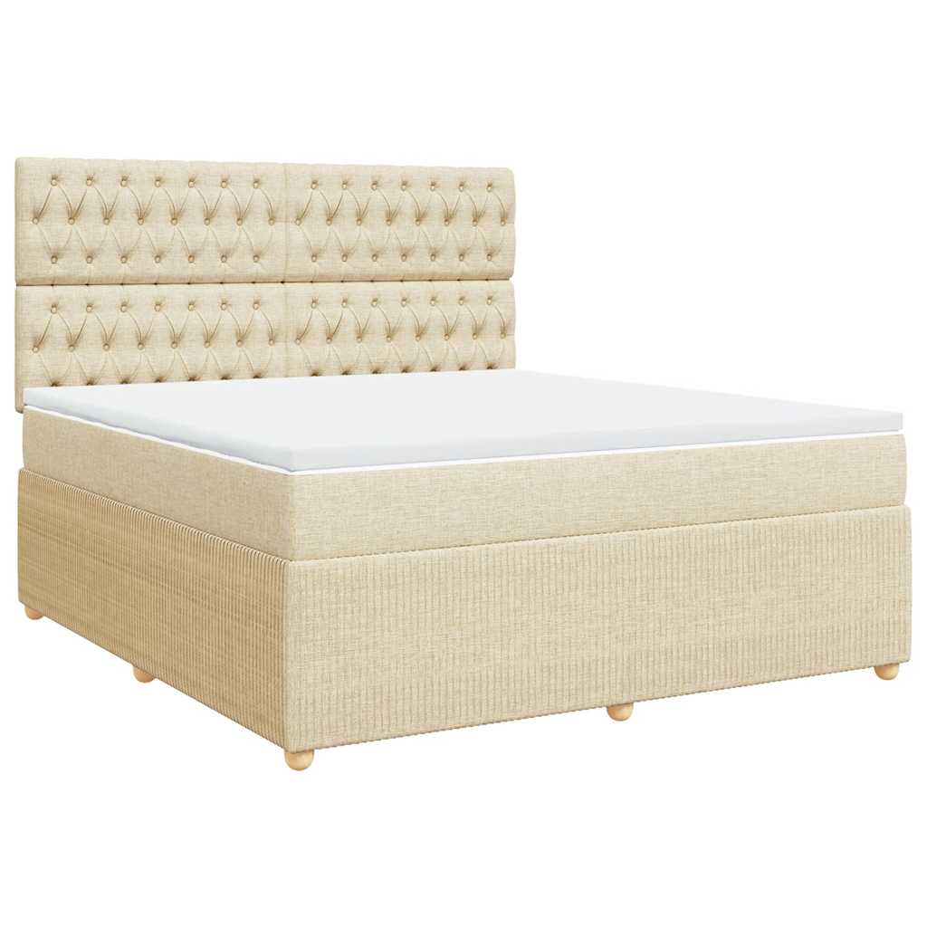 Boxspring met matras stof crèmekleurig 180x200 cm is nu te koop bij PeponiXL, paradijselijk wonen!