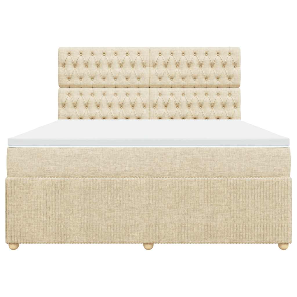 Boxspring met matras stof crèmekleurig 180x200 cm is nu te koop bij PeponiXL, paradijselijk wonen!