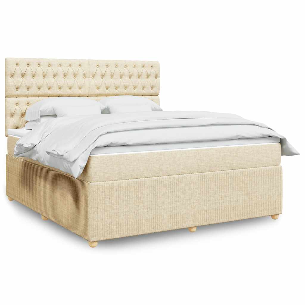 Boxspring met matras stof crèmekleurig 180x200 cm is nu te koop bij PeponiXL, paradijselijk wonen!