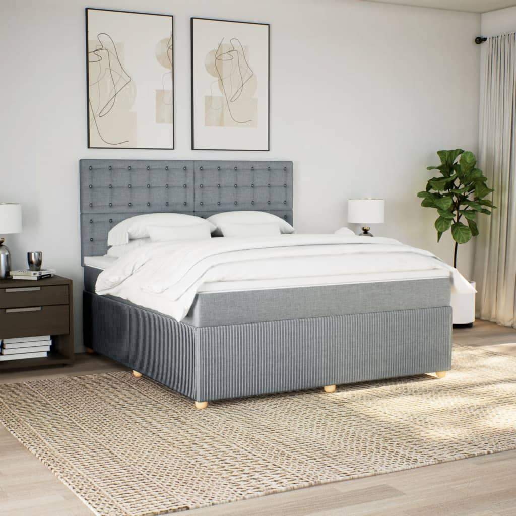 Boxspring met matras stof lichtgrijs 180x200 cm is nu te koop bij PeponiXL, paradijselijk wonen!
