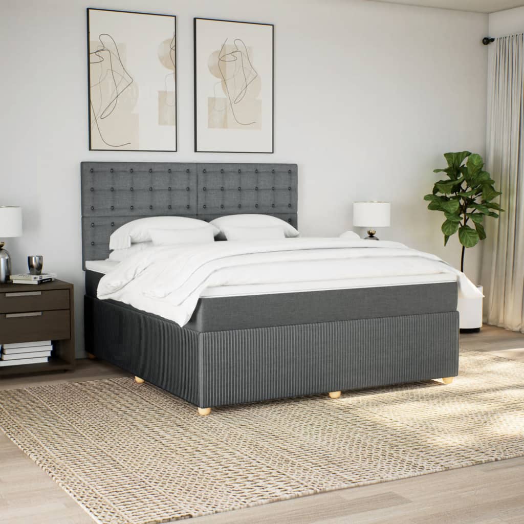 Boxspring met matras stof donkergrijs 180x200 cm is nu te koop bij PeponiXL, paradijselijk wonen!
