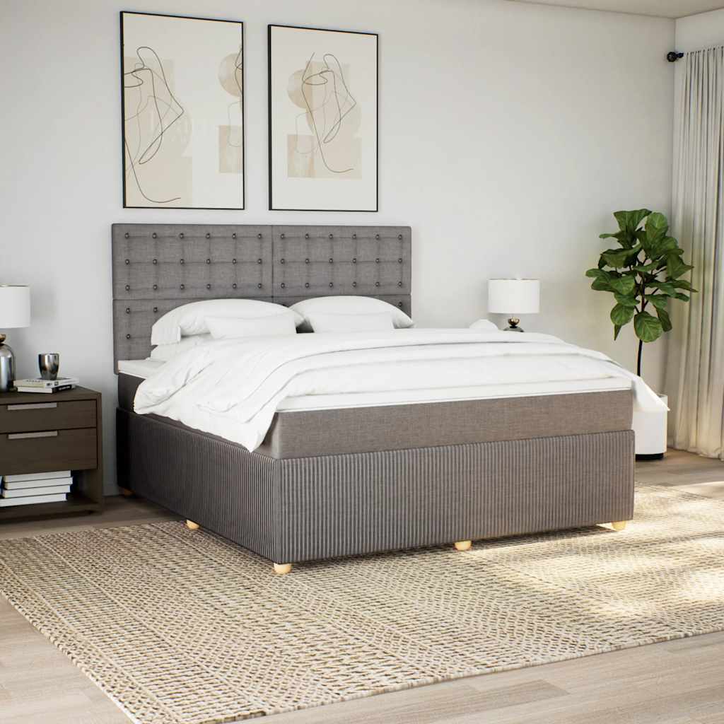 Boxspring met matras stof taupe 180x200 cm is nu te koop bij PeponiXL, paradijselijk wonen!