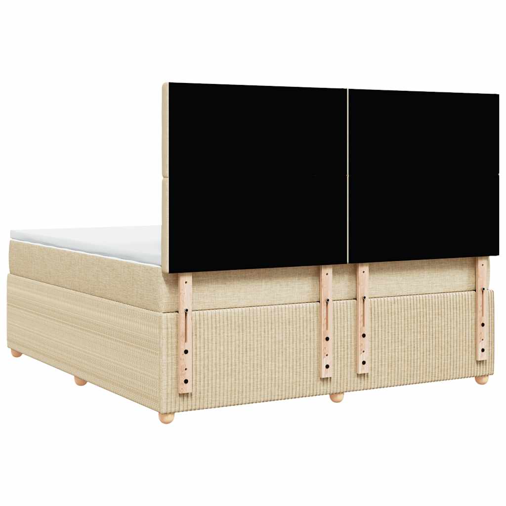 Boxspring met matras stof crèmekleurig 180x200 cm is nu te koop bij PeponiXL, paradijselijk wonen!