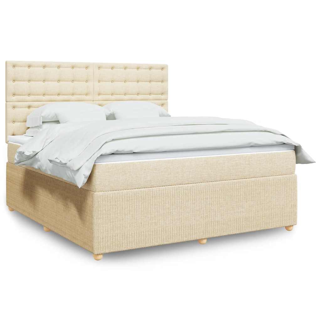Boxspring met matras stof crèmekleurig 180x200 cm is nu te koop bij PeponiXL, paradijselijk wonen!