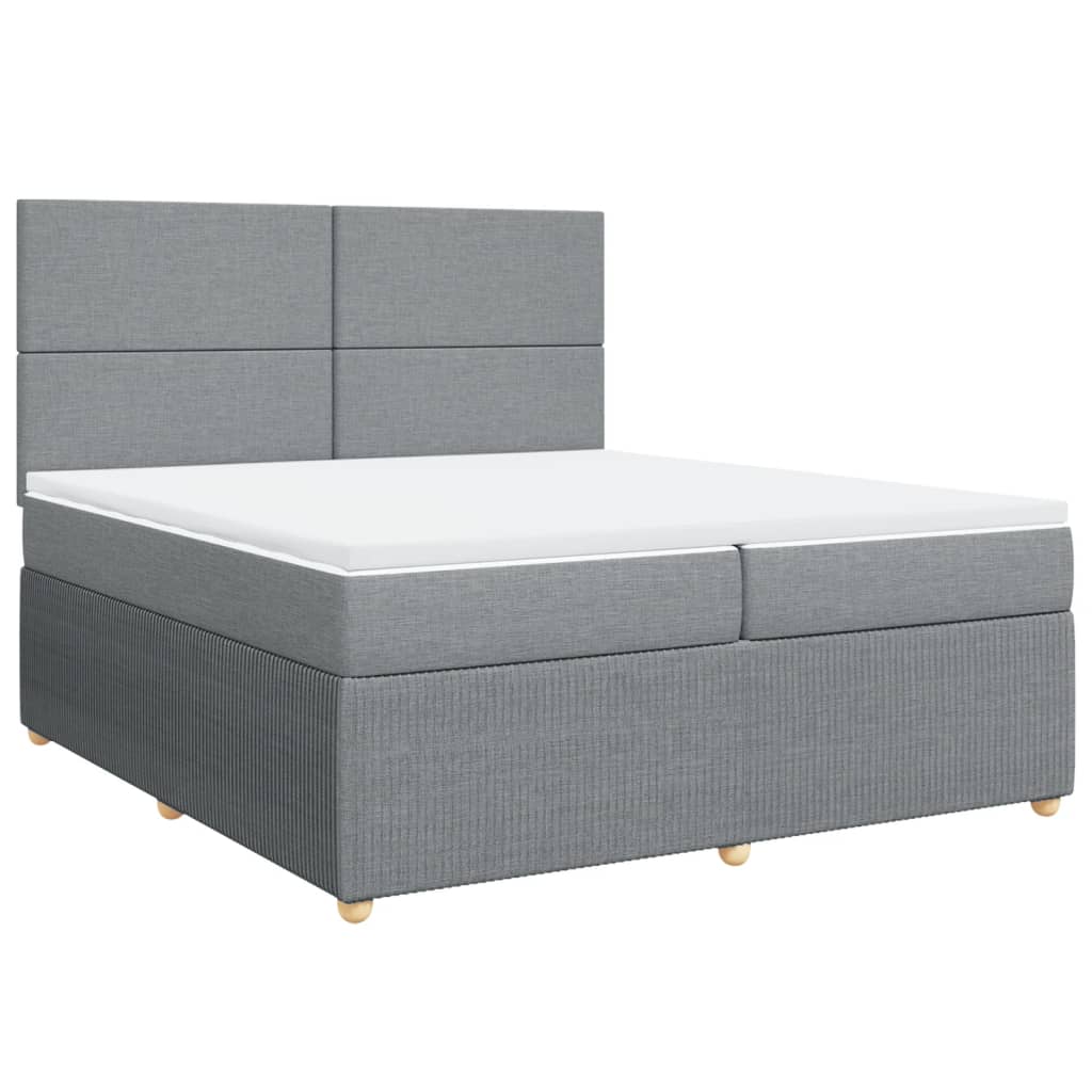 Boxspring met matras stof lichtgrijs 200x200 cm is nu te koop bij PeponiXL, paradijselijk wonen!